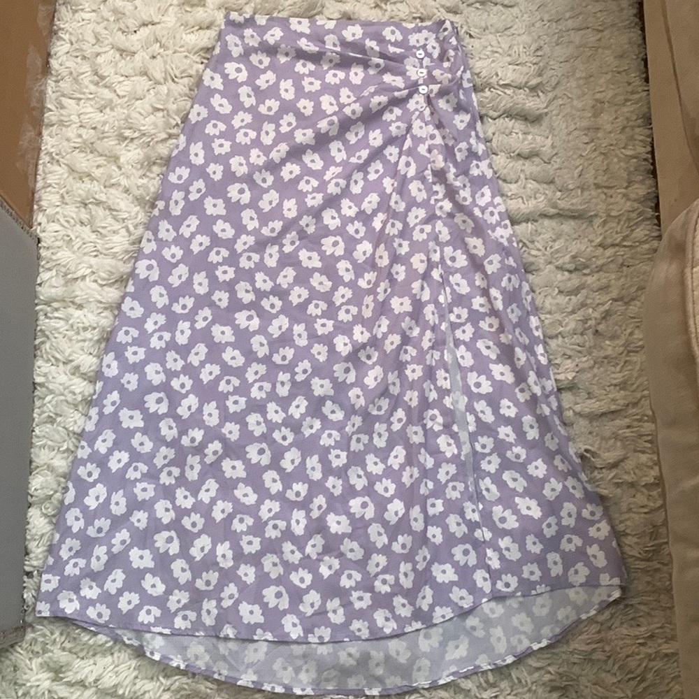 Princess Polly Purple White Floral Midi Skirt
